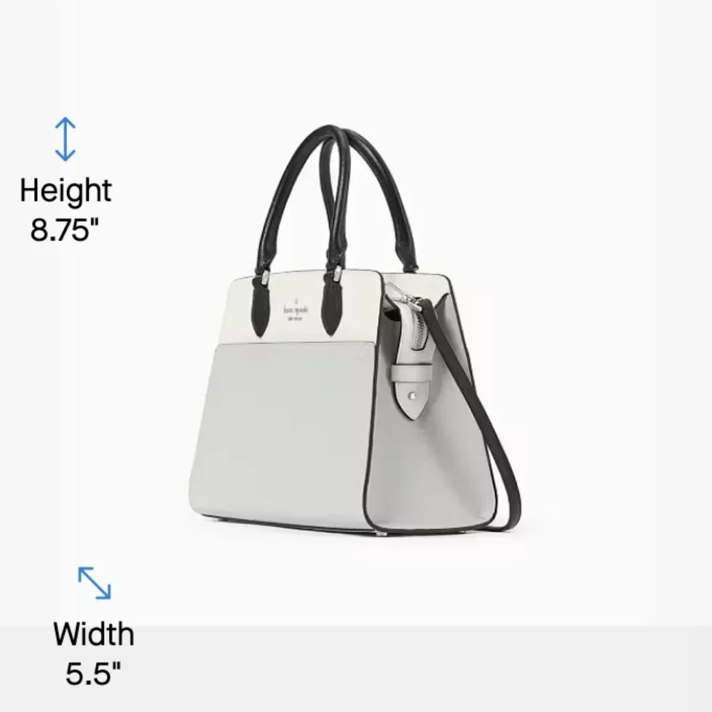 Kate Spade Madison Colorblock Saffiano Leather Medium‎ Satchel (Platinum Grey)